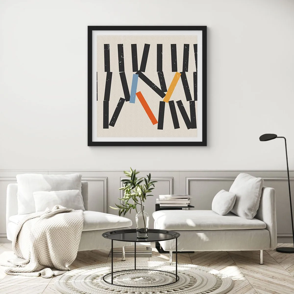Affiche dans un cadre noir - Poster - Dominos – composition - 30x30 cm