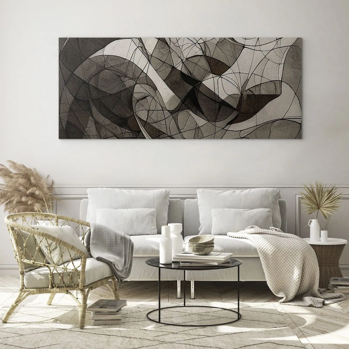 Impression sur verre - Image sur verre - Motif abstrait dans des tons marron et terreux - 140x50cm - Circulation des couleurs de la terre - Décoration murale moderne pour le salon et la chambre ARTTOR