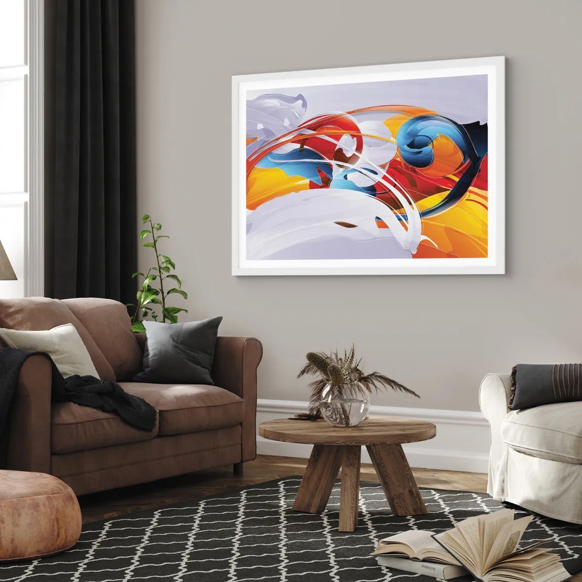 Affiche dans un cadre blanc - Poster - La danse des éléments - 70x50 cm