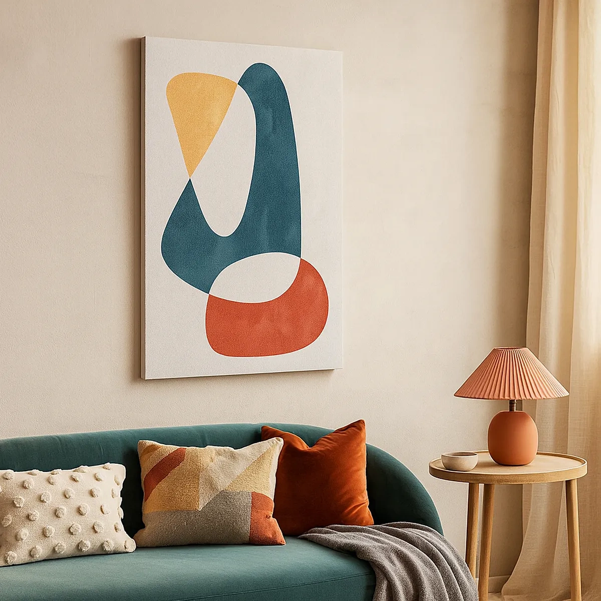 Impression sur toile - Image sur toile - Formes abstraites aux couleurs harmonieuses - 50x70cm - Influences et métamorphoses - Décoration murale moderne pour le salon et la chambre ARTTOR