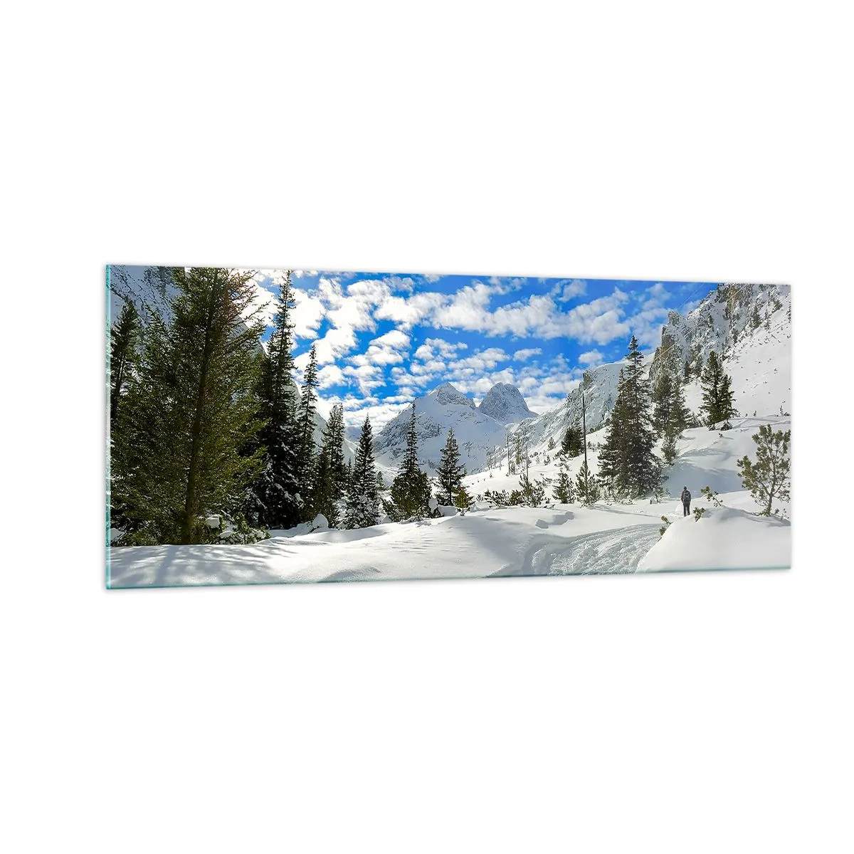 Impression sur verre - Image sur verre - Dans la neige et au soleil - 100x40 cm