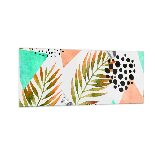 Impression sur verre - Image sur verre - Décoration avec feuille de palmier - 100x40 cm