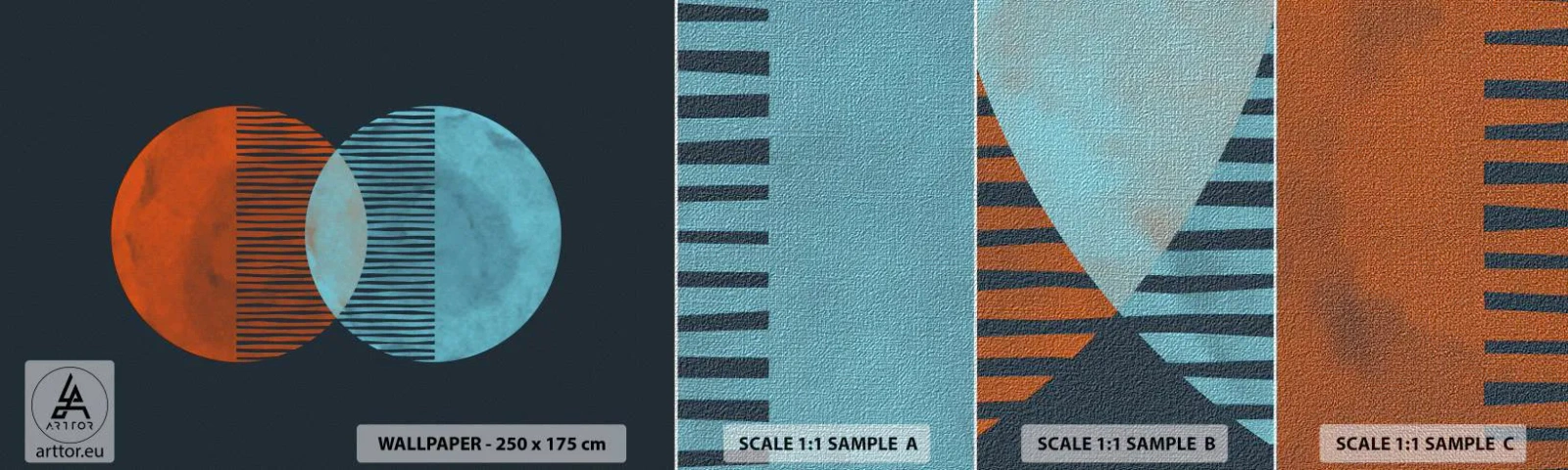 Échantillon de Papier Peint Premium Canvas - Fantaisie astronomique - Abstraction, Morceau, Modèle moderne - 100x30 cm