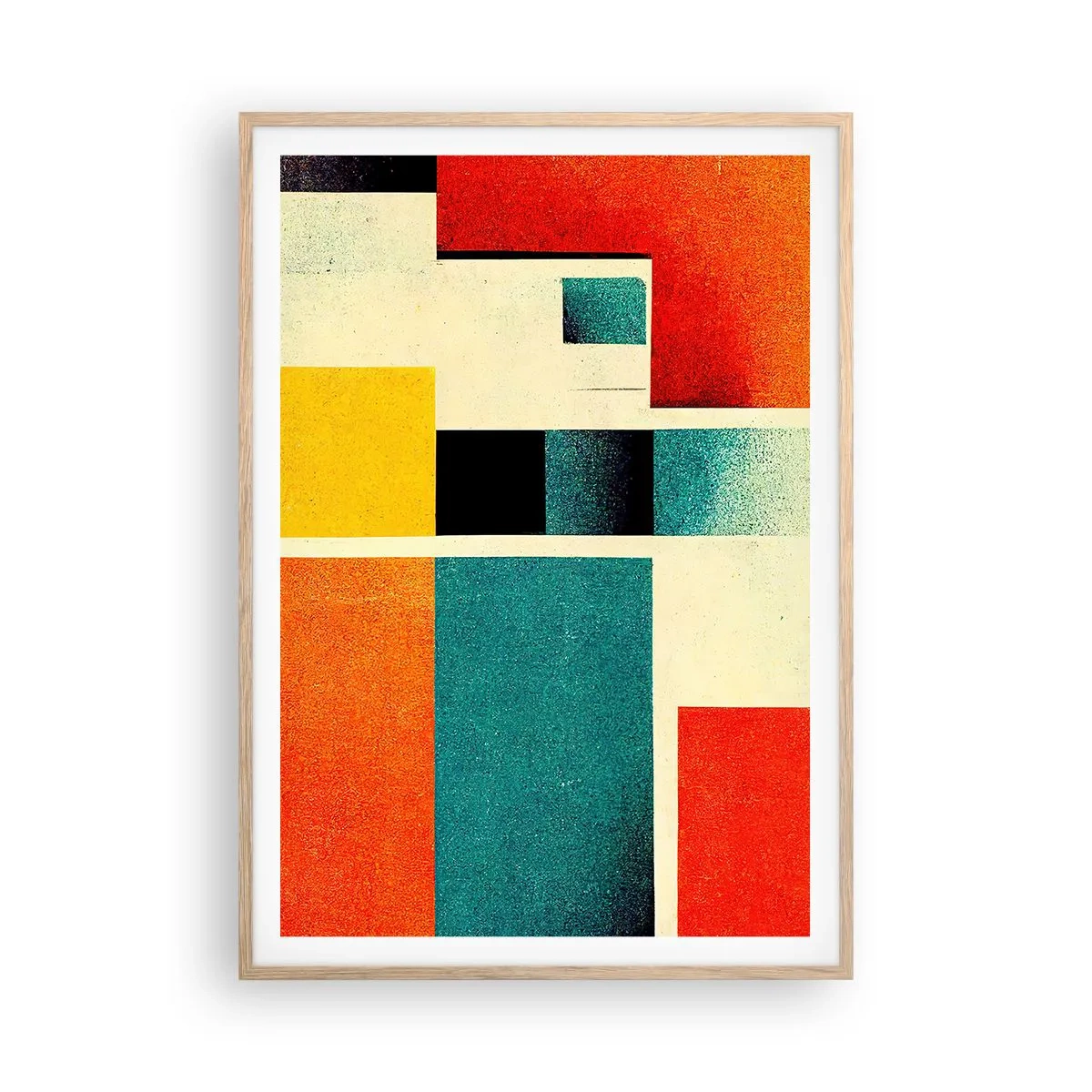 Affiche dans un chêne clair - Poster - Abstraction géométrique – bonne énergie - 70x100 cm