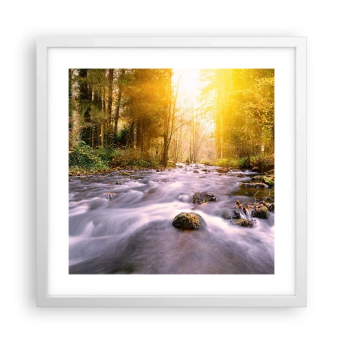 Affiche dans un cadre blanc - Poster - Malachite dans un cadre argent et or - 40x40 cm