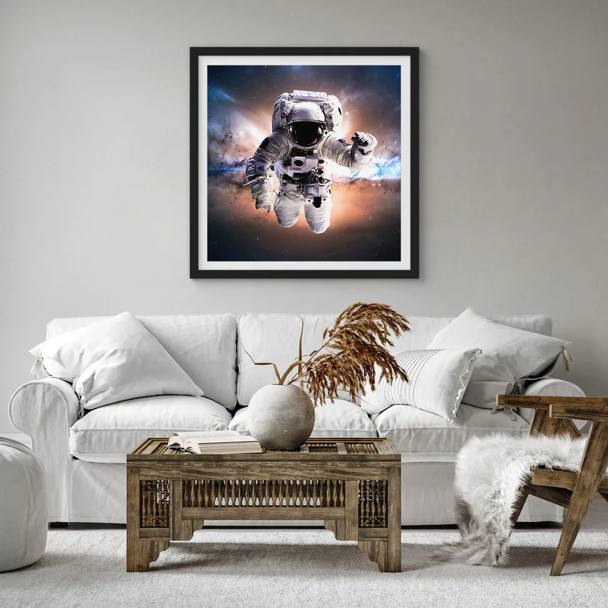 Affiche dans un cadre noir - Poster - Salutations de l'espace - 30x30 cm