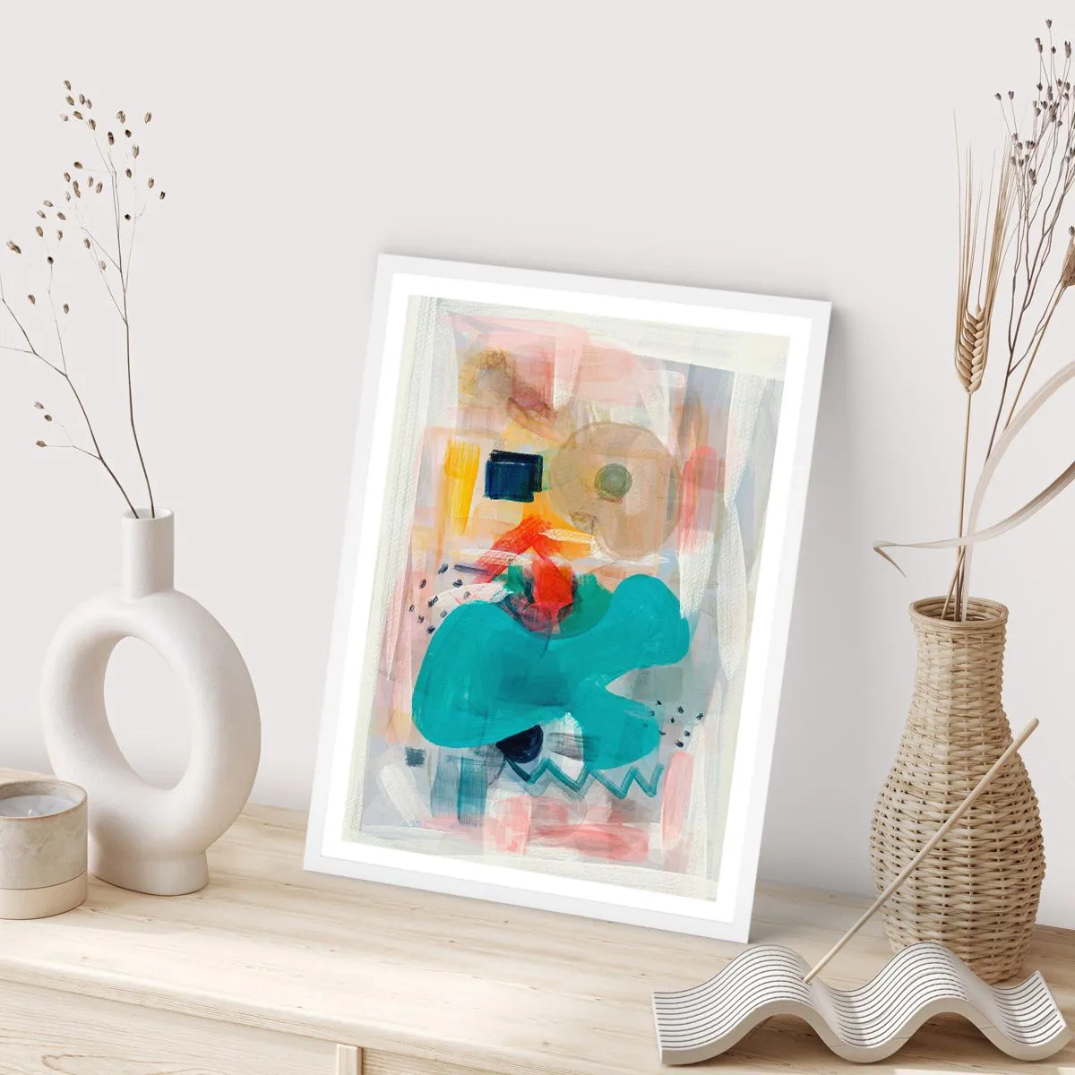 Affiche dans un cadre blanc - Poster - Jeu de couleurs - 30x40 cm