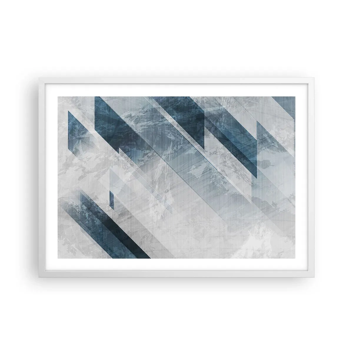 Affiche dans un cadre blanc - Poster - Composition spatiale - mouvement gris - 70x50 cm