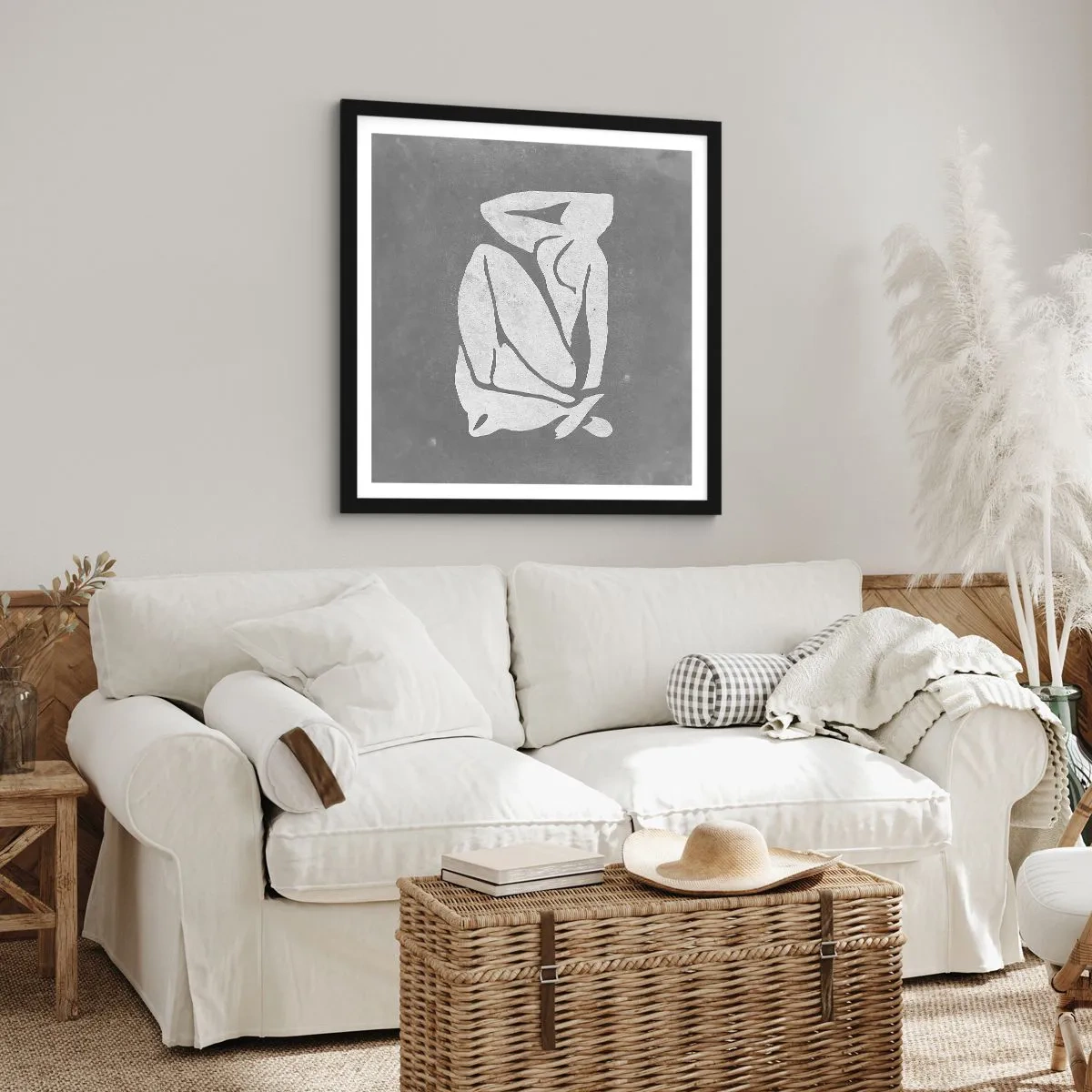 Affiche dans un cadre noir - Poster - En pensée - 50x50 cm