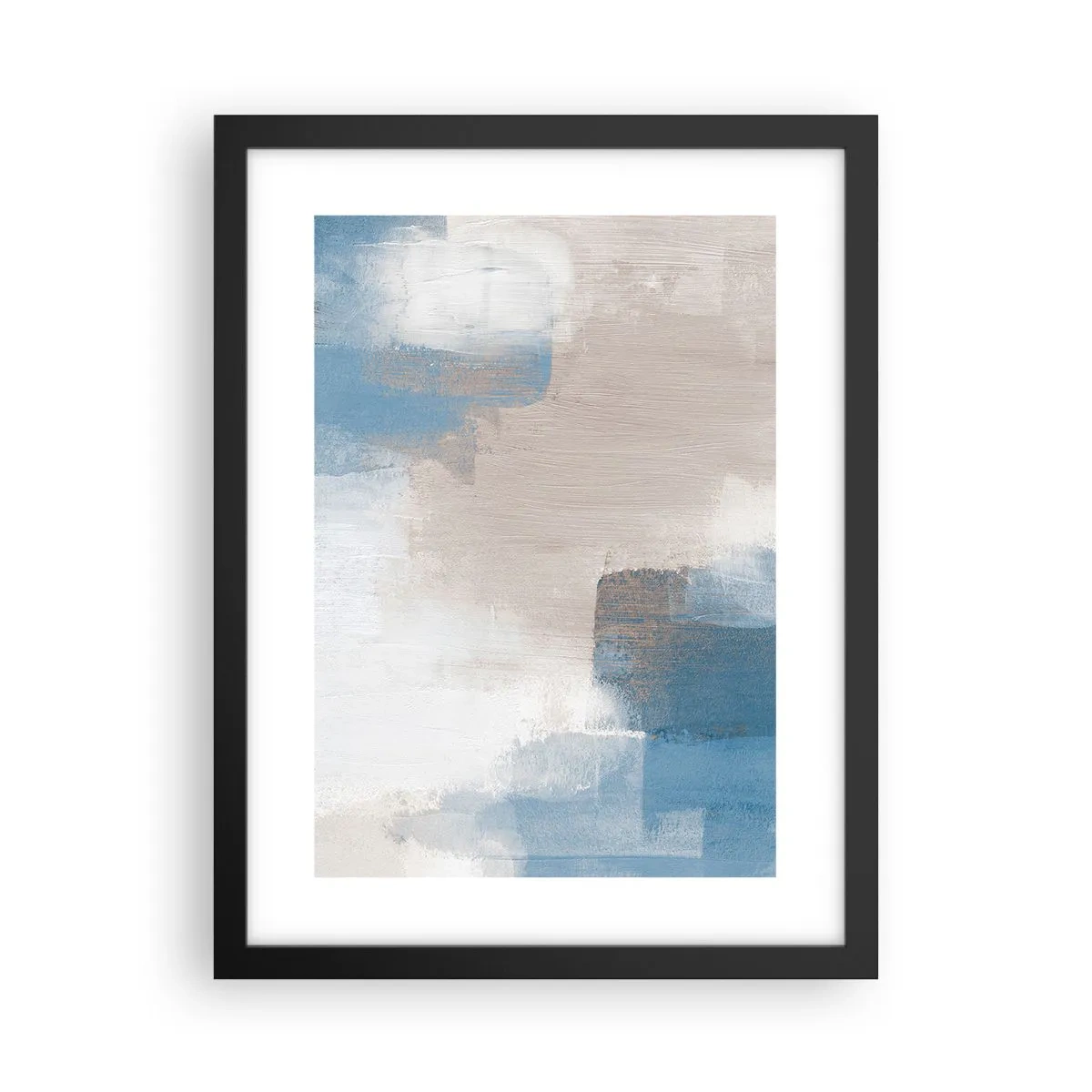 Affiche dans un cadre noir - Poster - Abstraction rose derrière un rideau de bleu - 30x40 cm