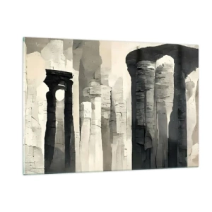 Impression sur verre - Image sur verre - Colonnes en pierre de style antique dans une palette de couleurs neutres - 120x80cm - La majesté de l'Antiquité - Décoration murale moderne pour le salon et la chambre ARTTOR