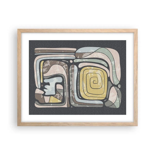 Affiche dans un chêne clair - Poster - L'abstraction dans l'esprit précolombien - 50x40 cm