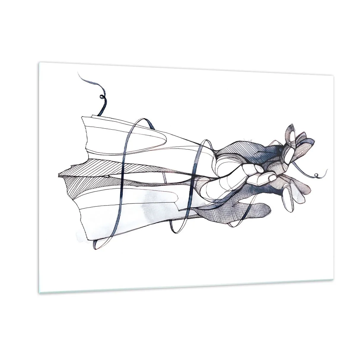 Impression sur verre - Image sur verre - Illustration artistique d'une main tenant une fleur - 120x80cm - Étude du touché - Décoration murale moderne pour le salon et la chambre ARTTOR