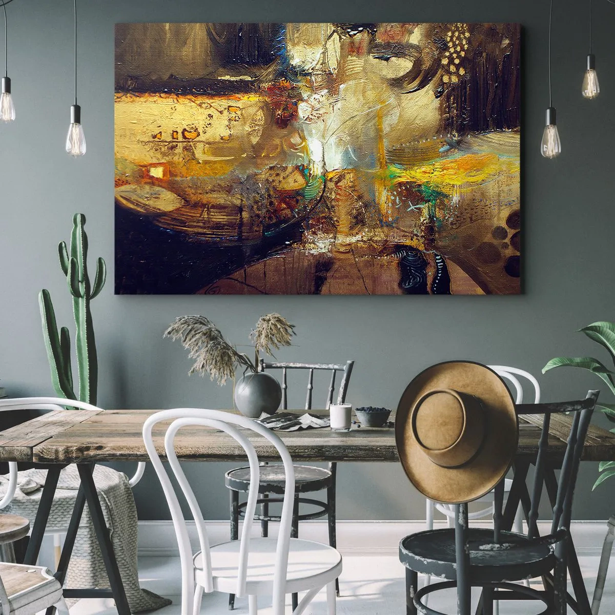 Impression sur toile - Image sur toile - Nature morte abstraite aux couleurs chaudes - 120x80cm - Froid, tiède, chaud - Décoration murale moderne pour le salon et la chambre ARTTOR