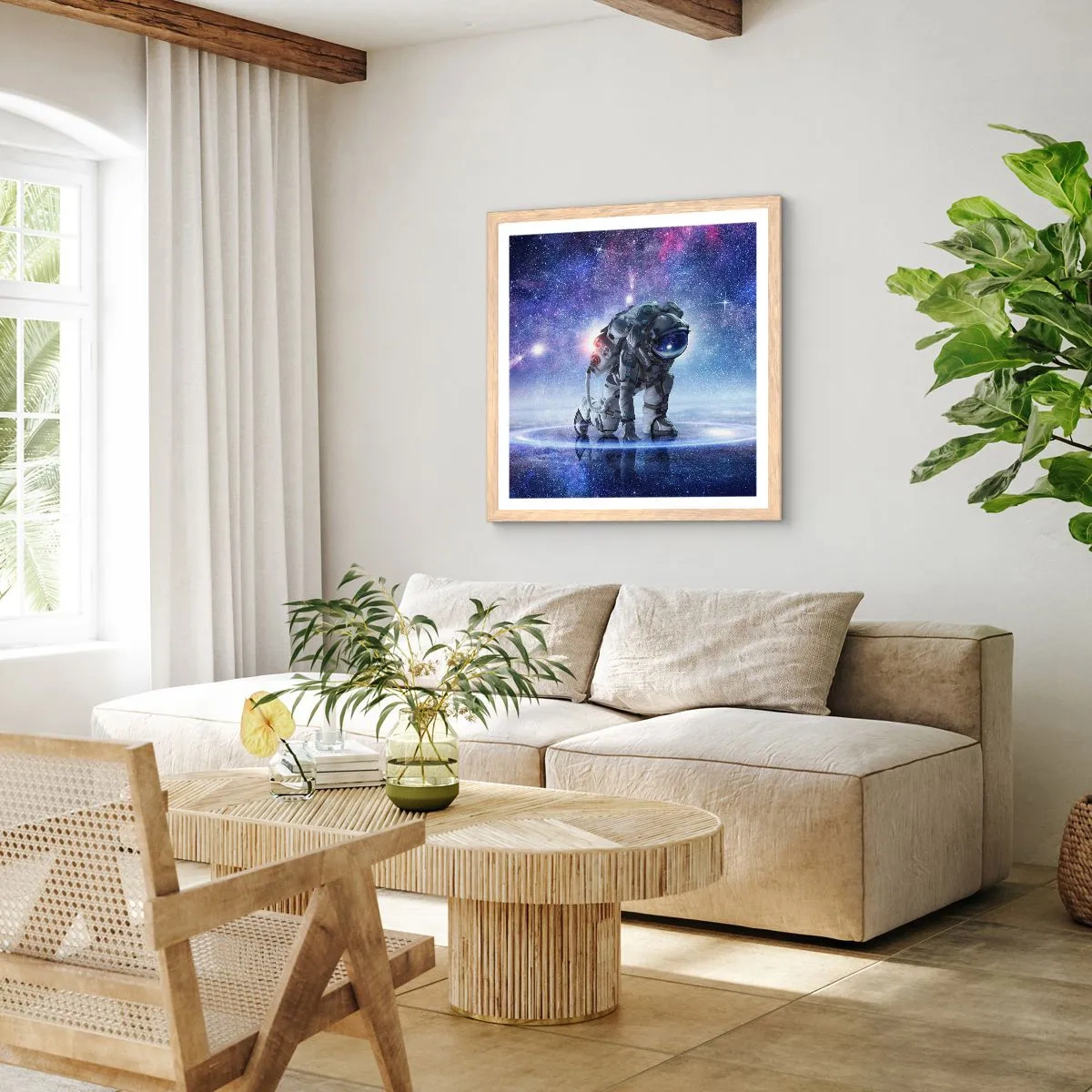 Affiche dans un chêne clair - Poster - Le ciel étoilé au dessus de moi - 40x40 cm