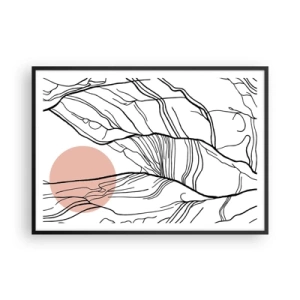 Affiche dans un cadre noir - Poster - Lignes minimalistes avec un accent géométrique - 100x70cm - Dans un réseau de brindilles - Décoration murale moderne pour le salon et la chambre ARTTOR