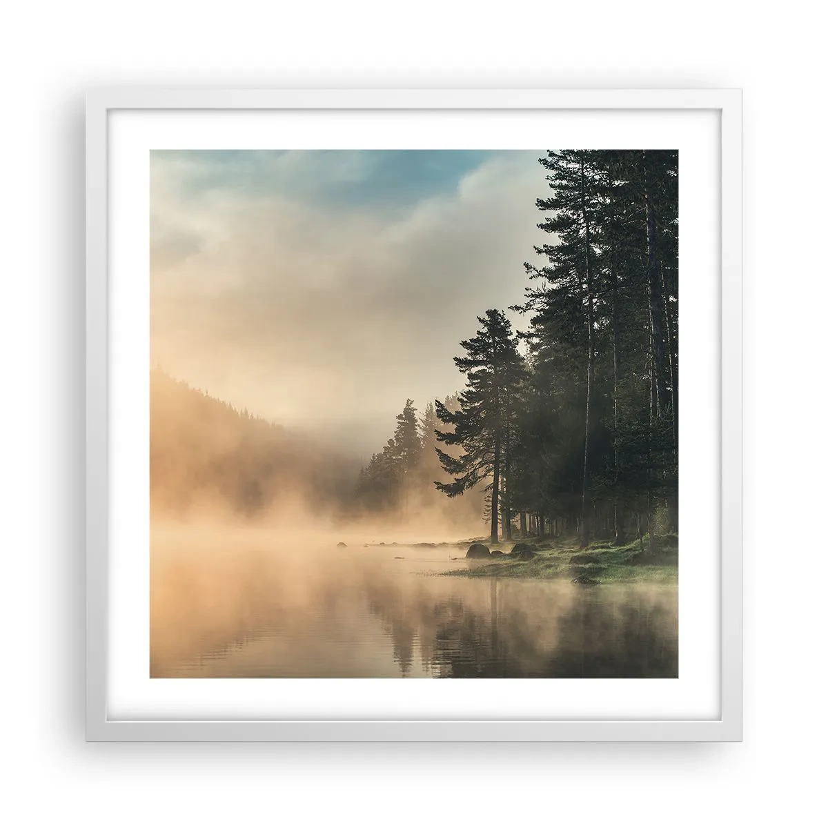 Affiche dans un cadre blanc - Poster - Naissance du jour - 50x50 cm