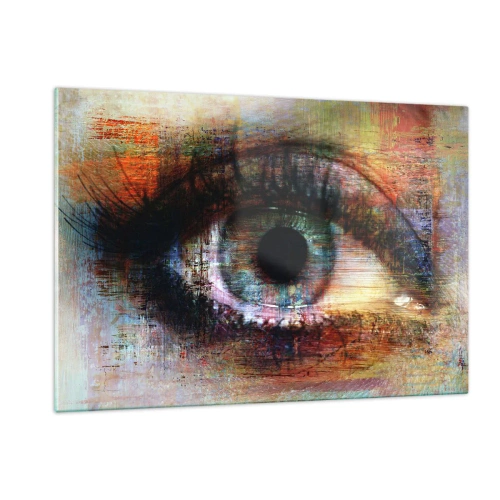 Impression sur verre - Image sur verre - Un œil abstrait aux nuances intenses et multicolores - 120x80cm - Vous pouvez jeter un coup d'œil dans l'âme - Décoration murale moderne pour le salon et la chambre ARTTOR