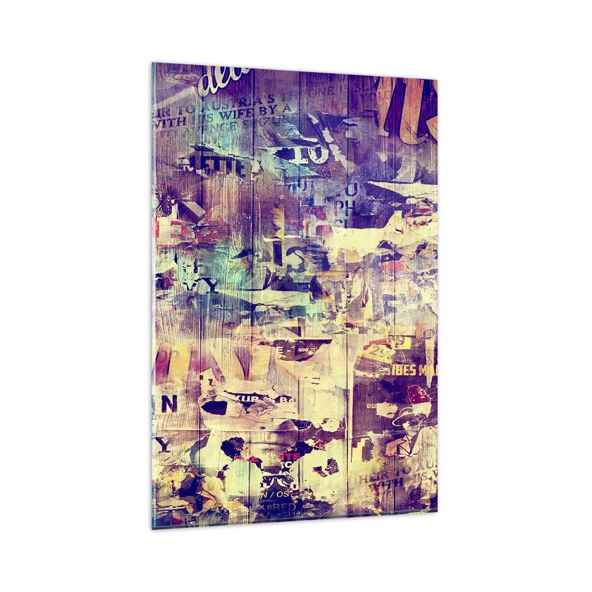 Impression sur verre - Image sur verre - Collage abstrait coloré avec texte et graphiques - 80x120cm - Et c'est tout ce qu'il y a à faire - Décoration murale moderne pour le salon et la chambre ARTTOR