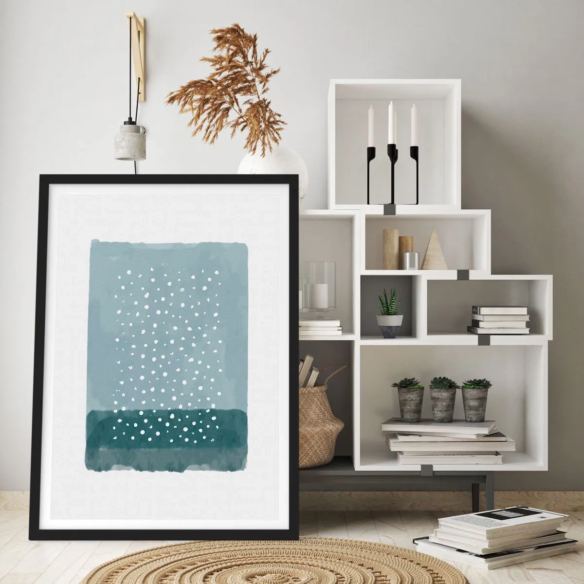 Affiche dans un cadre noir - Poster - Évolution de bleus - 61x91 cm