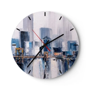 Horloge murale - Pendule murale - Panorama impressionniste de la ville avec des gratte-ciel et un pont - 30x30cm - Impression new-yorkaise - Décoration murale moderne pour le salon, la cuisine et la chambre ARTTOR