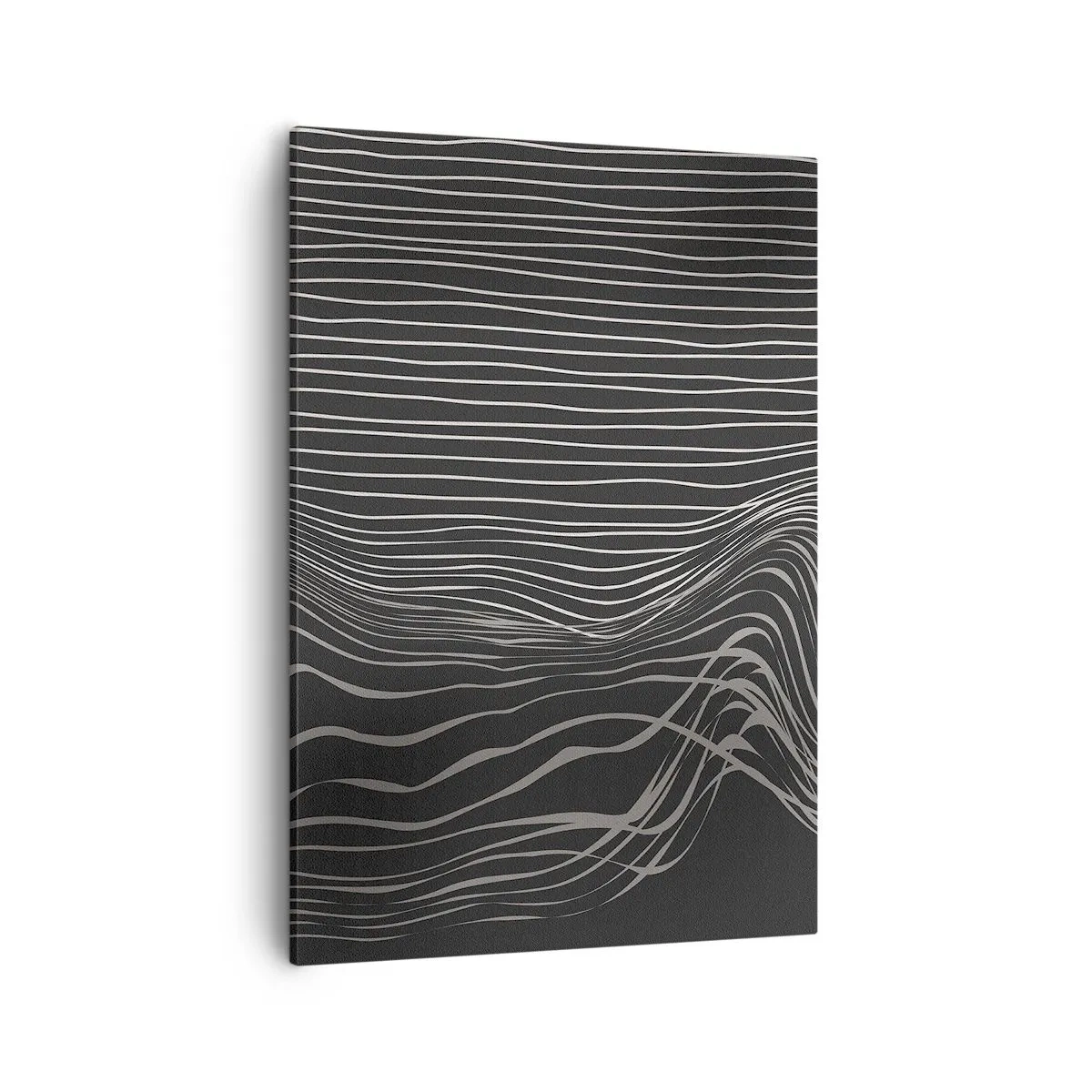 Impression sur toile - Image sur toile - Lignes blanches sur fond gris foncé dans un arrangement abstrait - 50x70cm - Rythme et accent - Décoration murale moderne pour le salon et la chambre ARTTOR