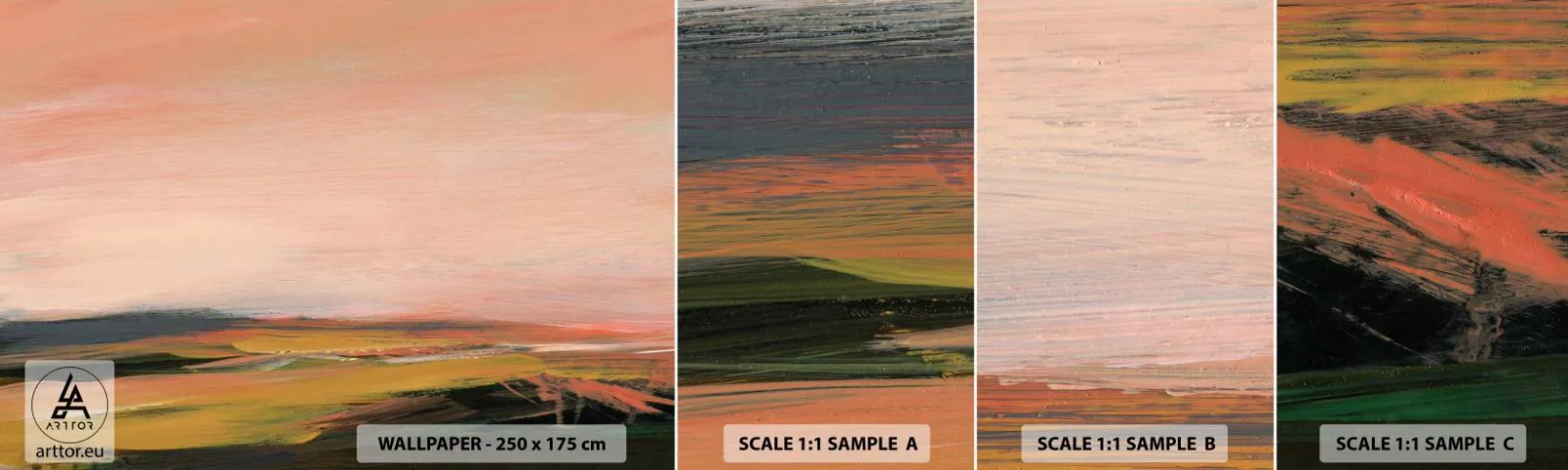 Échantillon De Papier Peint Standard Eco - Dans les tons de roses - Paysage, Morceau, Voir - 100x30 cm