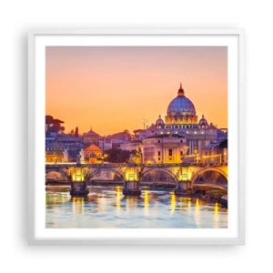 Affiche dans un cadre blanc - Poster - Coucher de soleil sur la ville éternelle - 60x60 cm