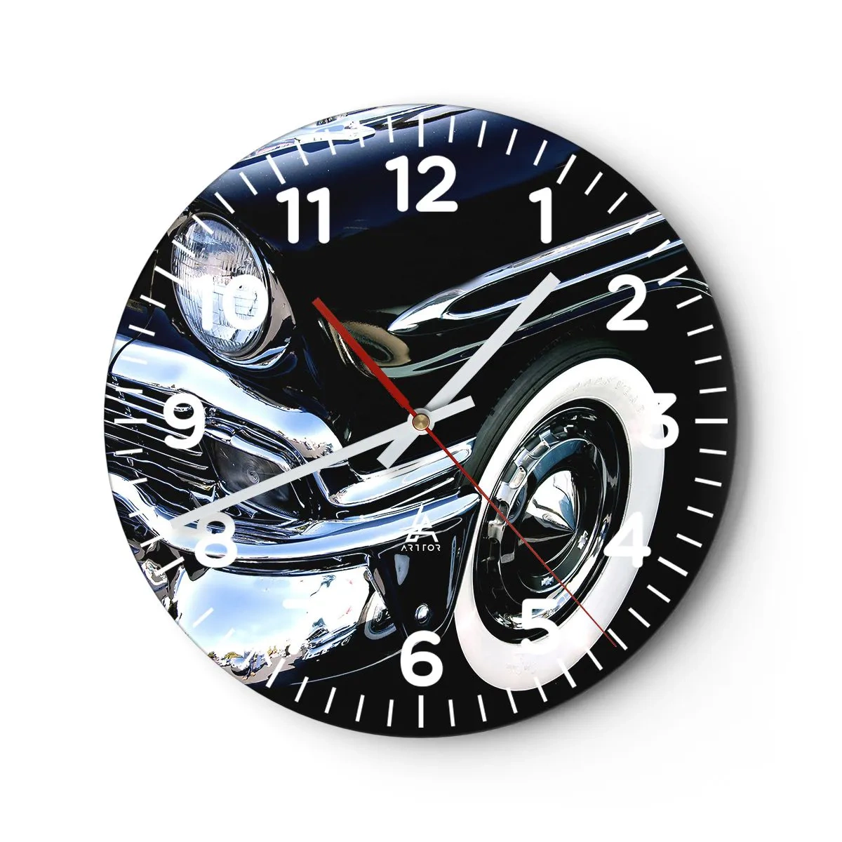 Horloge murale - Pendule murale - Classique en argent, noir et blanc - 30x30 cm