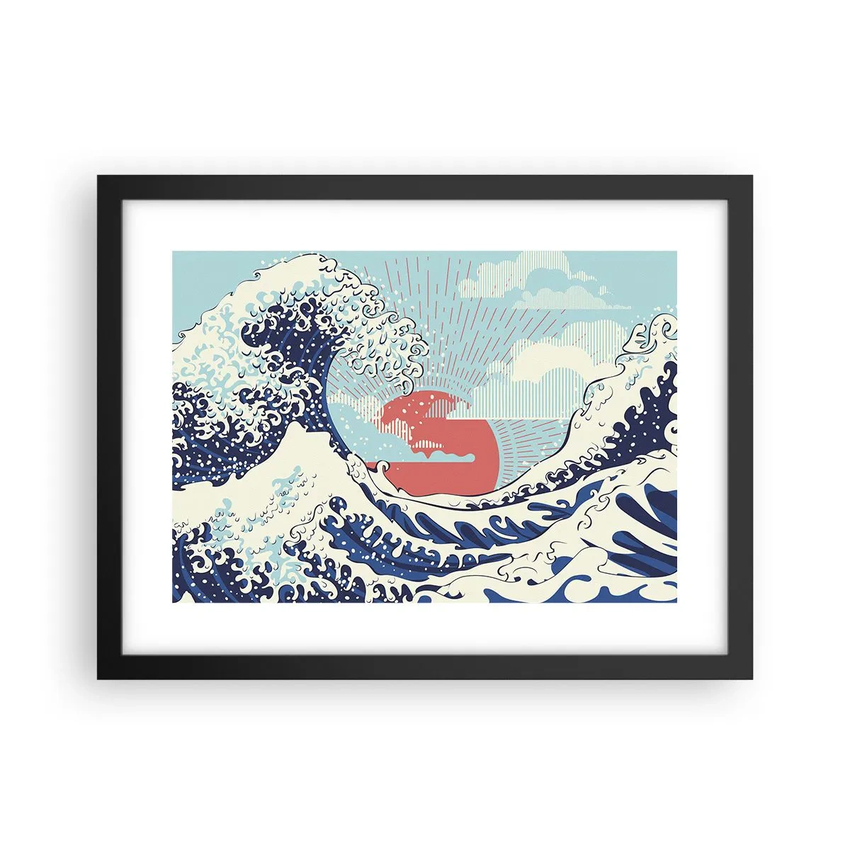 Affiche dans un cadre noir - Poster - D'une inspiration japonnaise - 40x30 cm