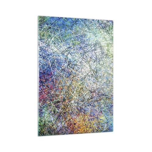 Impression sur verre - Image sur verre - Abstraction colorée avec des lignes dynamiques - 50x70cm - Ce n'est pas si simple - Décoration murale moderne pour le salon et la chambre ARTTOR