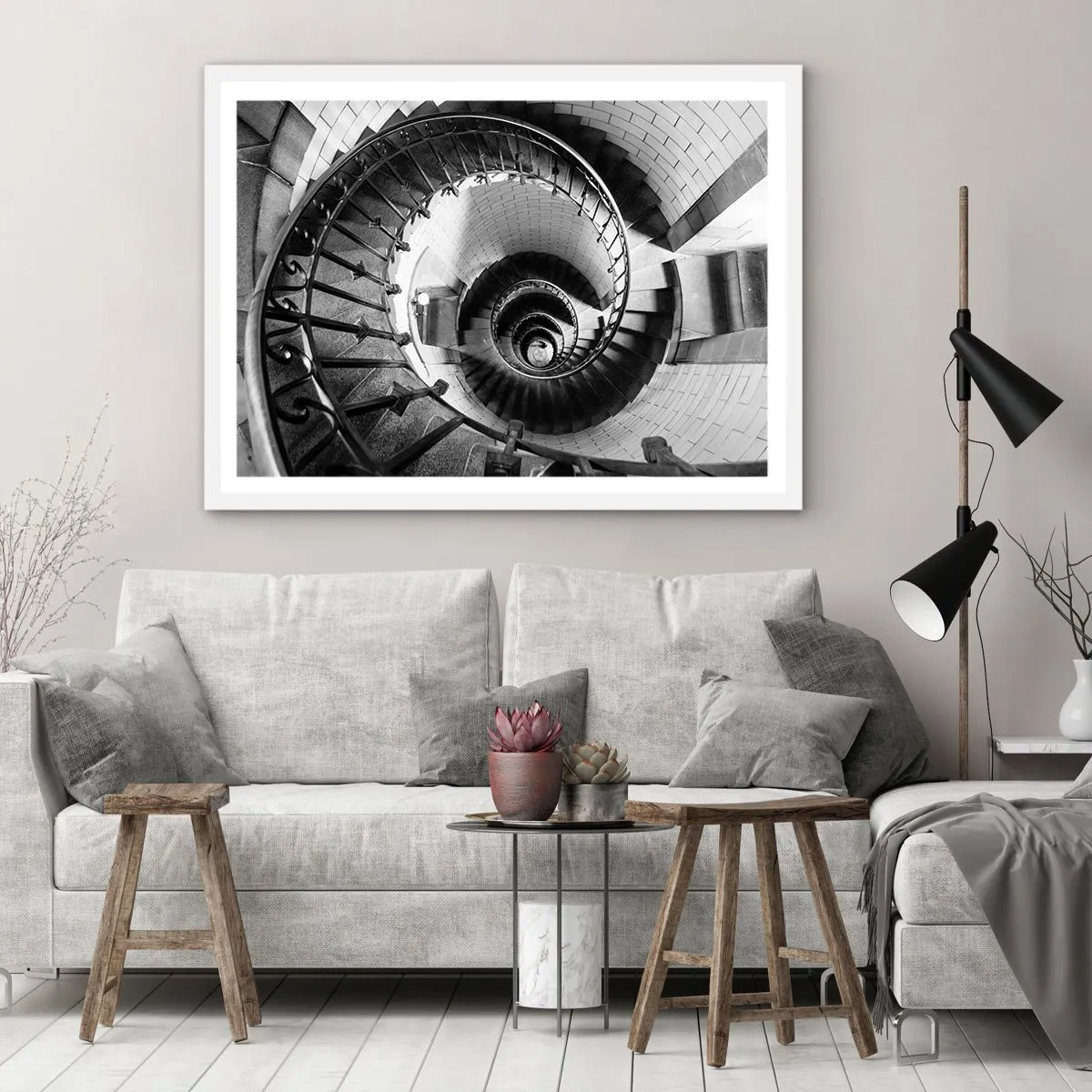 Affiche dans un cadre blanc - Poster - De plus en plus haut - 91x61 cm