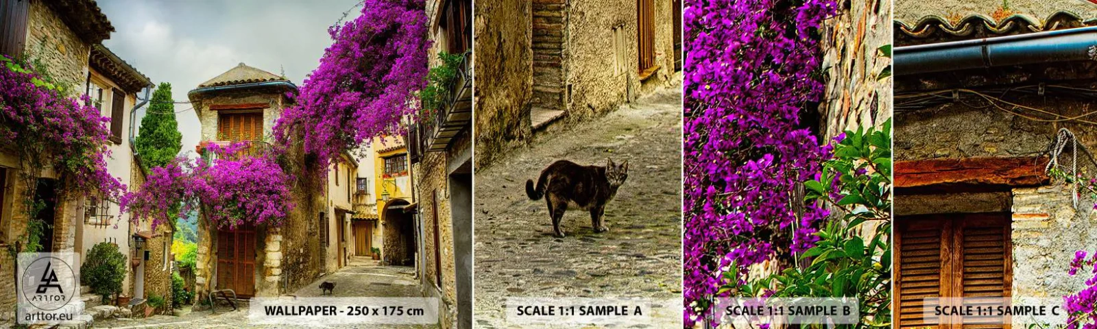 Échantillon de Papier Peint Autocollant Deluxe Sticker - Sous un dais fleuri - Paysage, Architecture, Ville - 100x30 cm