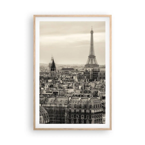 Affiche dans un chêne clair - Poster - Sur les toits de Paris - 61x91 cm