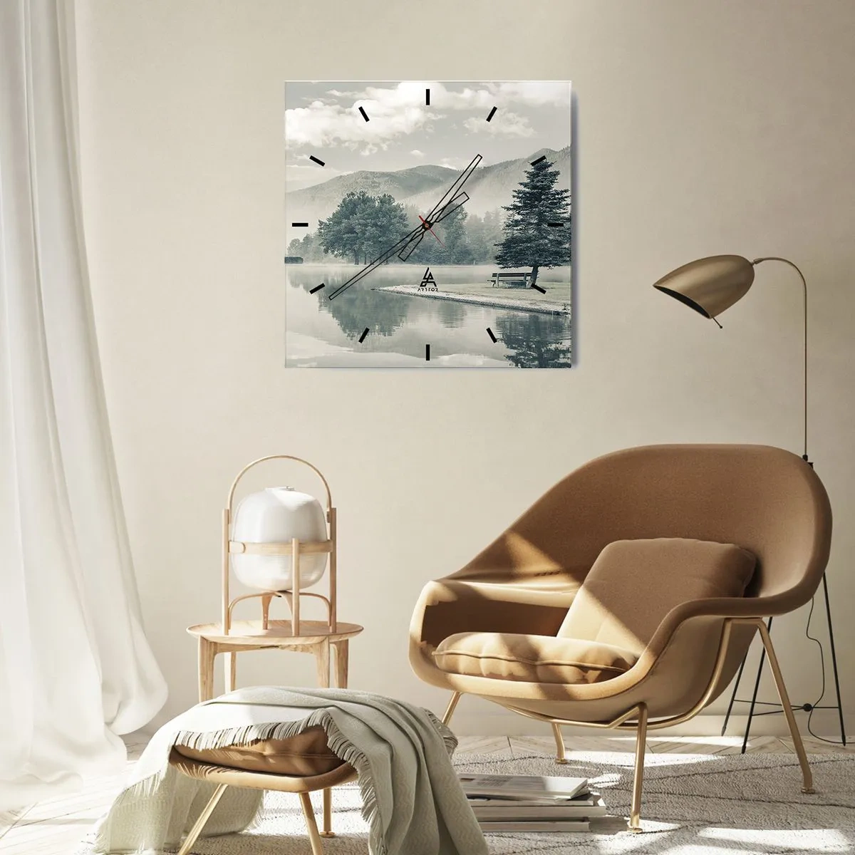 Horloge murale - Pendule murale - Le lac dort encore - 40x40 cm