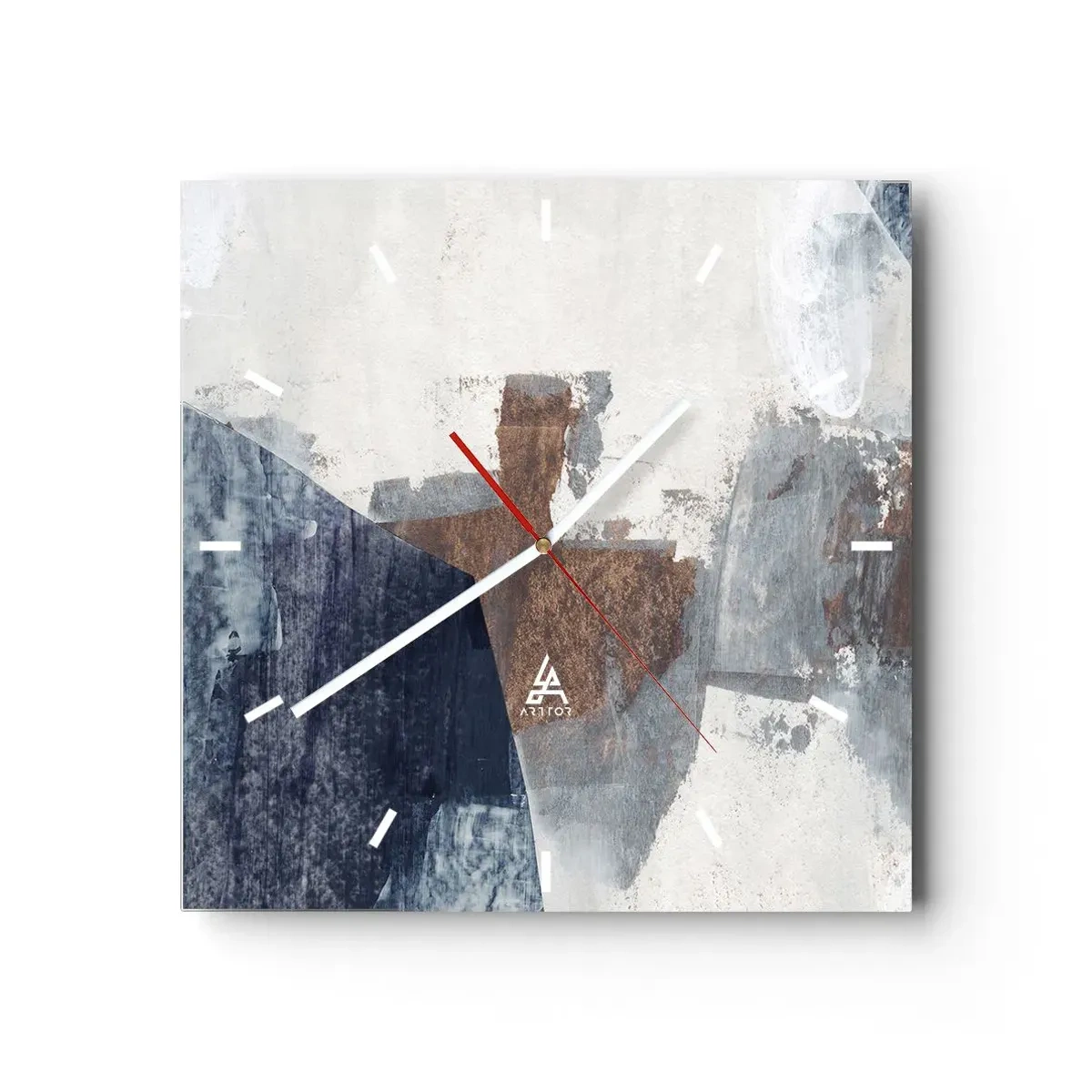 Horloge murale - Pendule murale - Formes bleues et brunes - 40x40 cm
