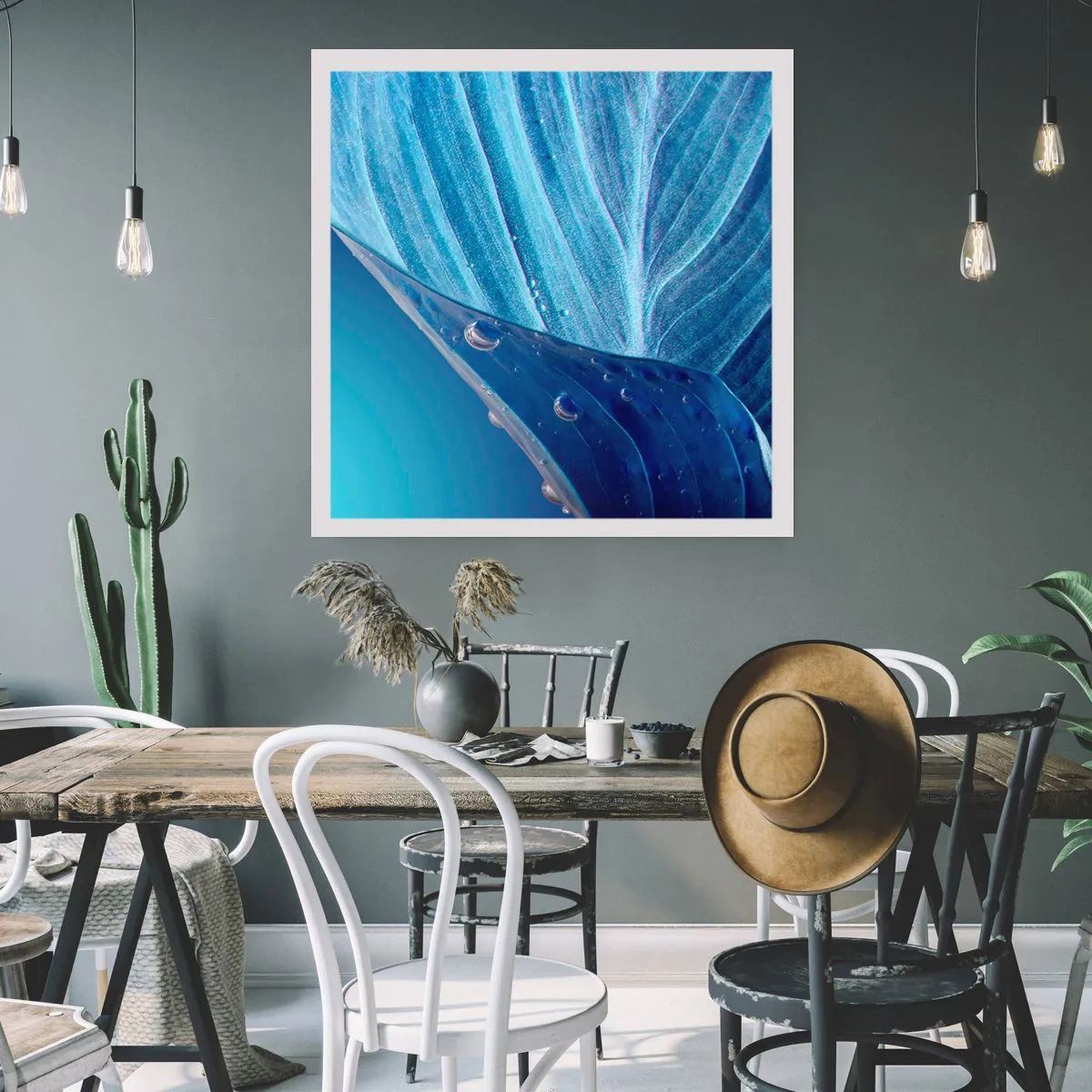 Affiche - Poster - Gouttes cachées du bleu - 60x60 cm