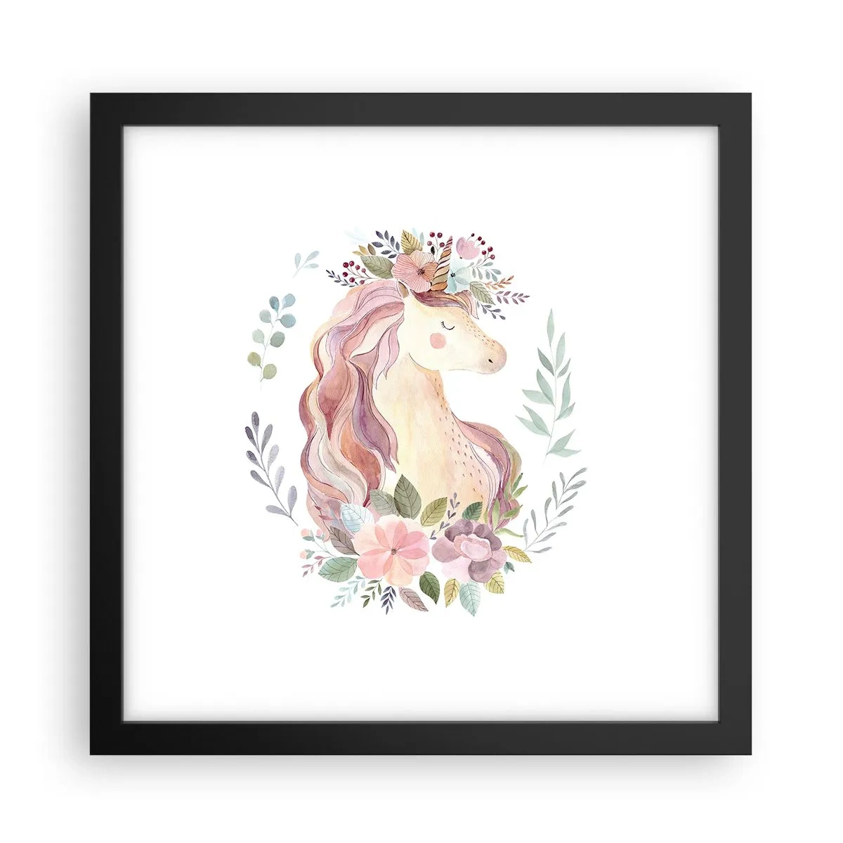 Affiche dans un cadre noir - Poster - Invitation au monde des contes de fées - 30x30 cm