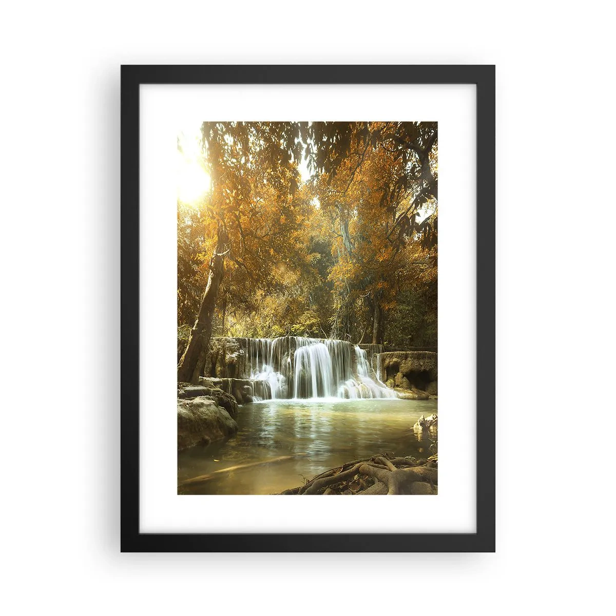 Affiche dans un cadre noir - Poster - Cascade du parc - 30x40 cm