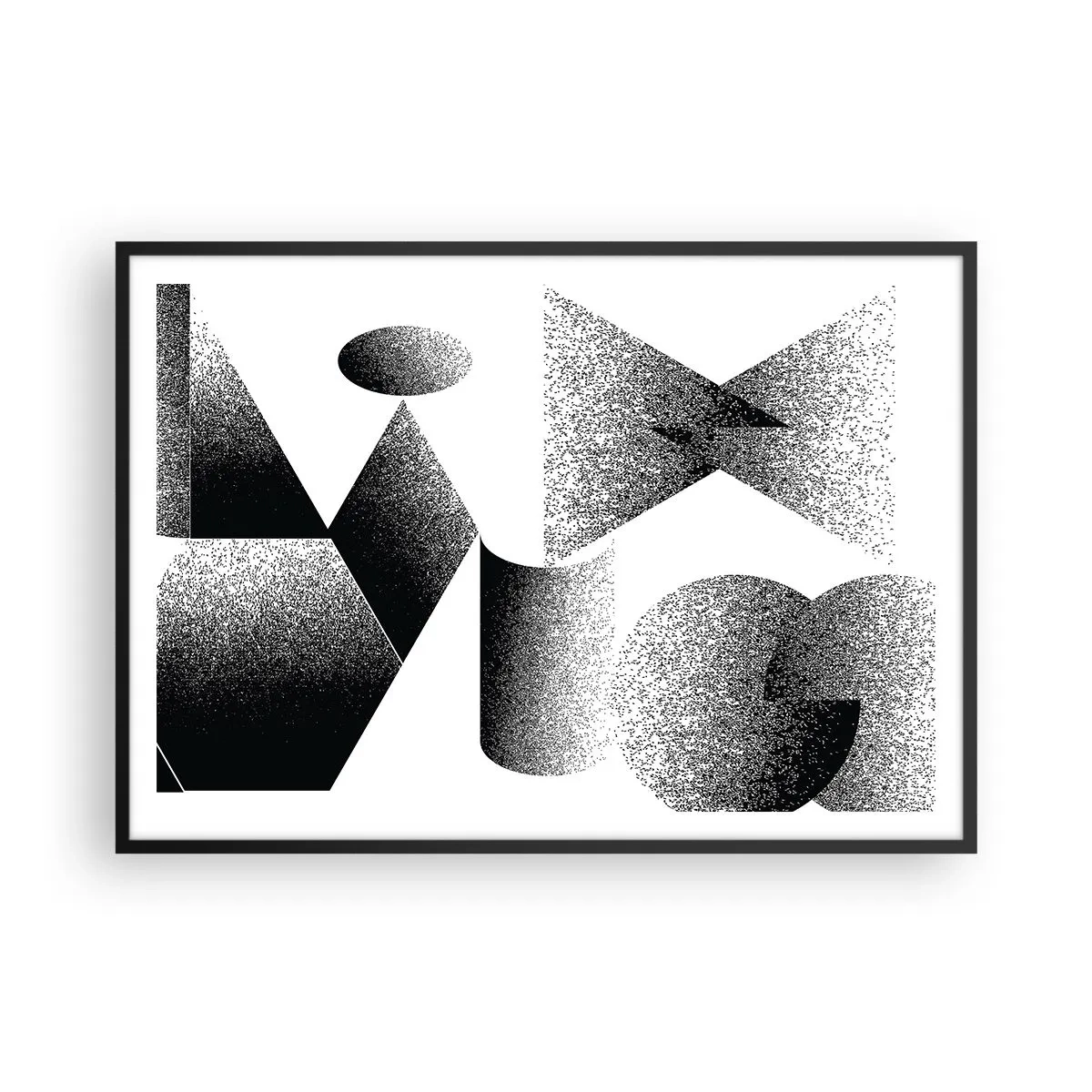 Affiche dans un cadre noir - Poster - Géométrie composée d'angles et de formes ovales - 100x70cm - Angles et ovales - Décoration murale moderne pour le salon et la chambre ARTTOR