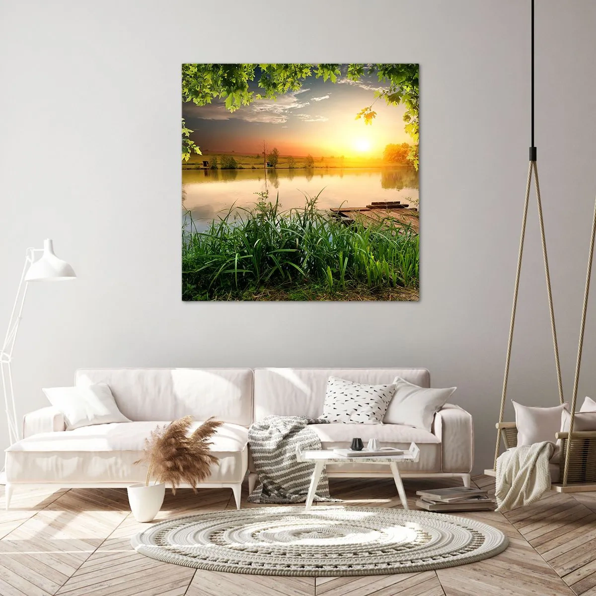 Impression sur toile - Image sur toile - Paysage dans un cadre verdoyant - 70x70 cm
