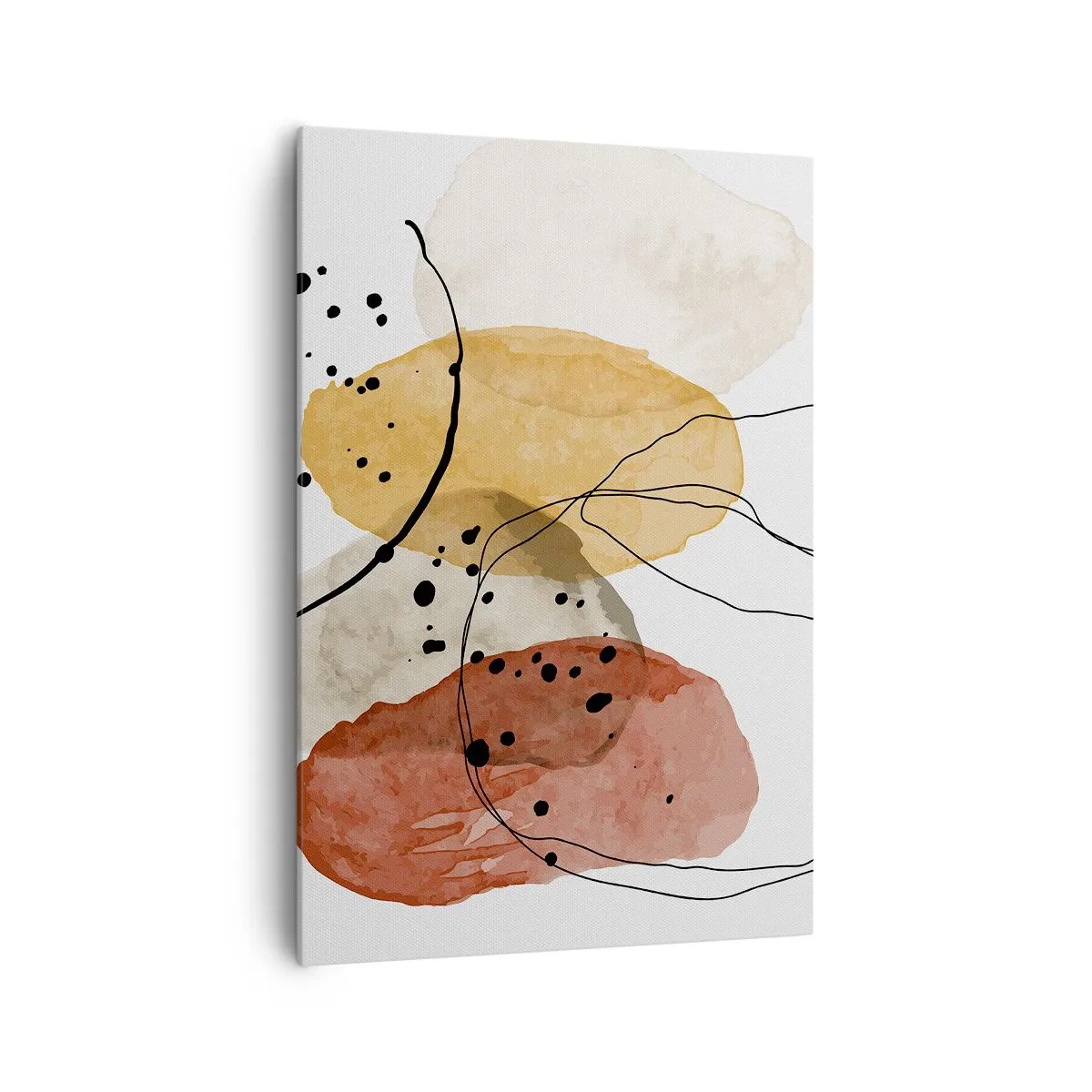 Impression sur toile - Image sur toile - Taches abstraites dans les tons beige, jaune et rouge - 70x100cm - Léger et transparent comme l'air - Décoration murale moderne pour le salon et la chambre ARTTOR