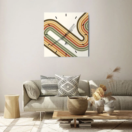 Horloge murale - Pendule murale - En zig zag vers le but - 40x40 cm