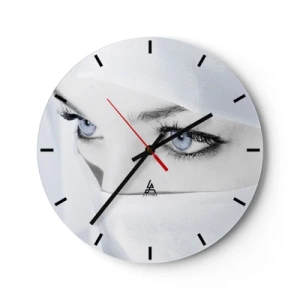 Horloge murale - Pendule murale - Le regard mystérieux des yeux bleus en blanc - 30x30cm - Directement des mille et une nuits - Décoration murale moderne pour le salon, la cuisine et la chambre ARTTOR