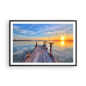 Affiche dans un cadre noir - Poster - Marcher droit vers le soleil - 91x61 cm