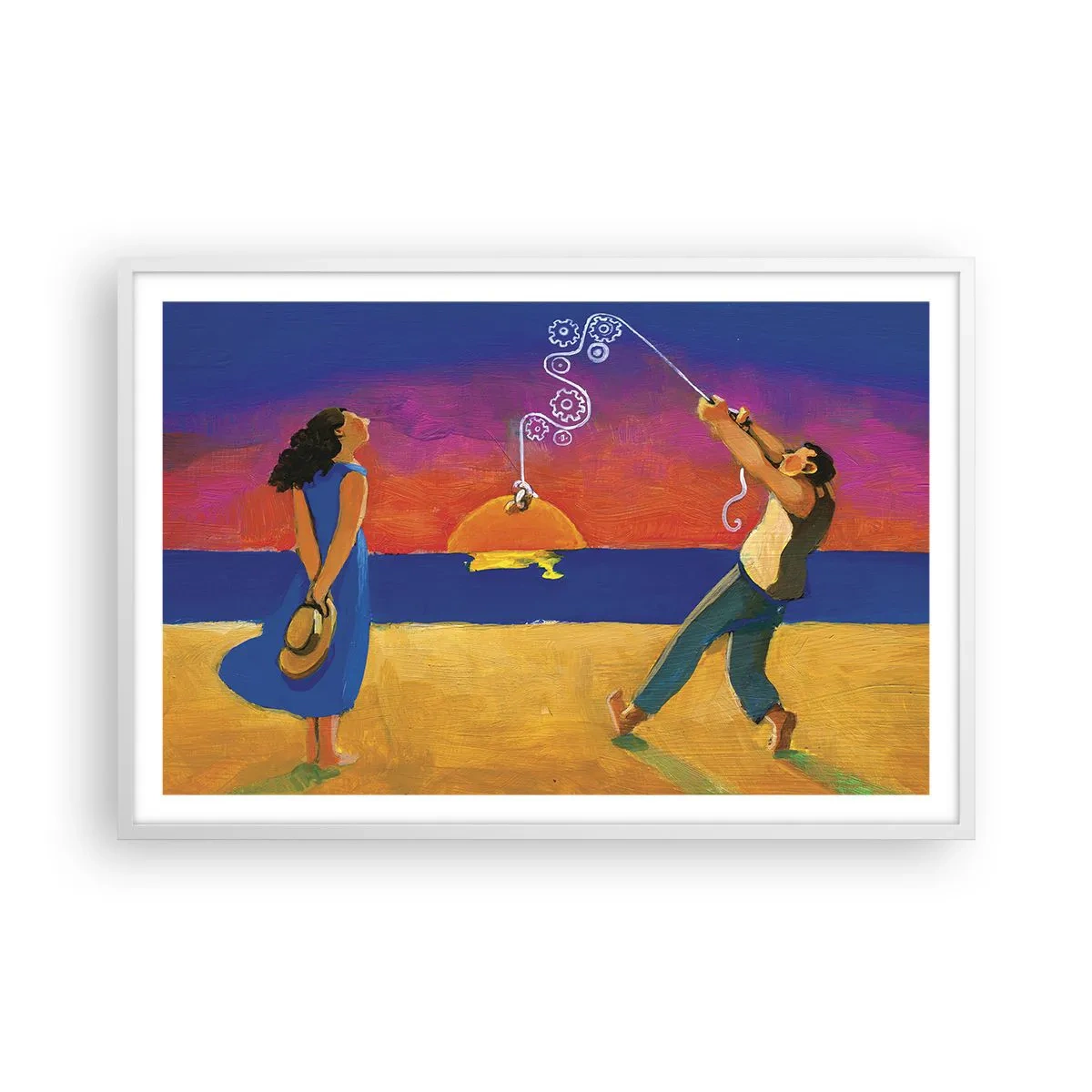 Affiche dans un cadre blanc - Poster - Plus qu'une étoile dans le ciel - 91x61 cm