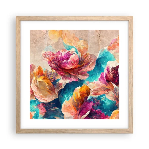 Affiche dans un chêne clair - Poster - Splendeur colorée du bouquet - 40x40 cm
