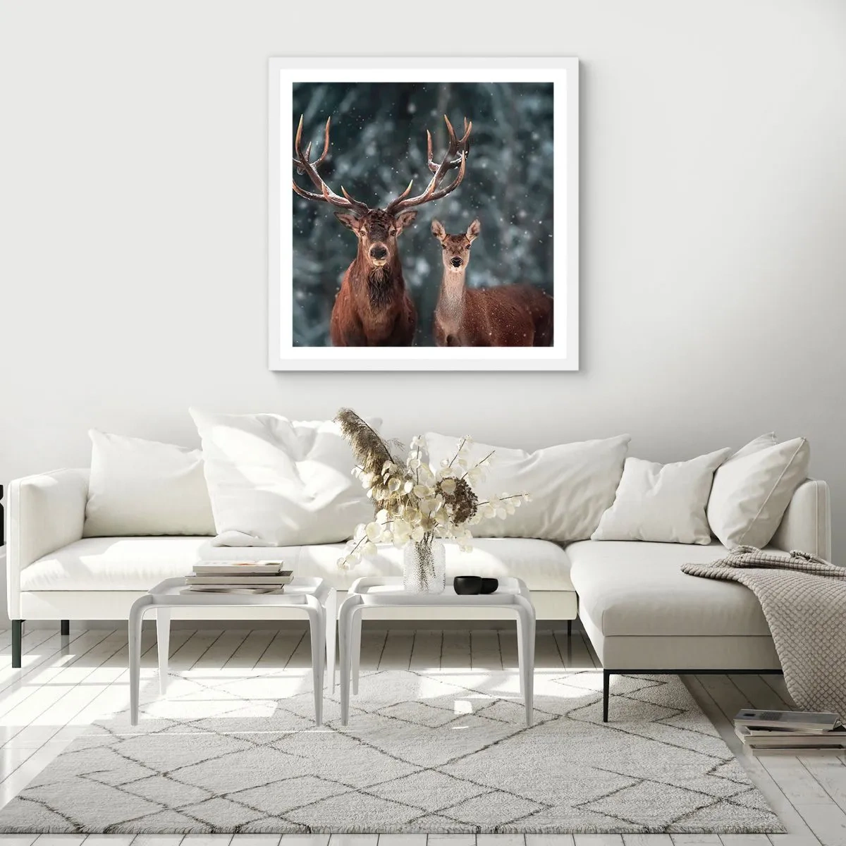 Affiche dans un cadre blanc - Poster - Le roi de la forêt avec sa femme - 50x50 cm
