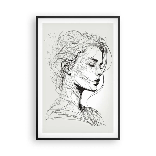 Affiche dans un cadre noir - Poster - Portrait en pensée - 61x91 cm