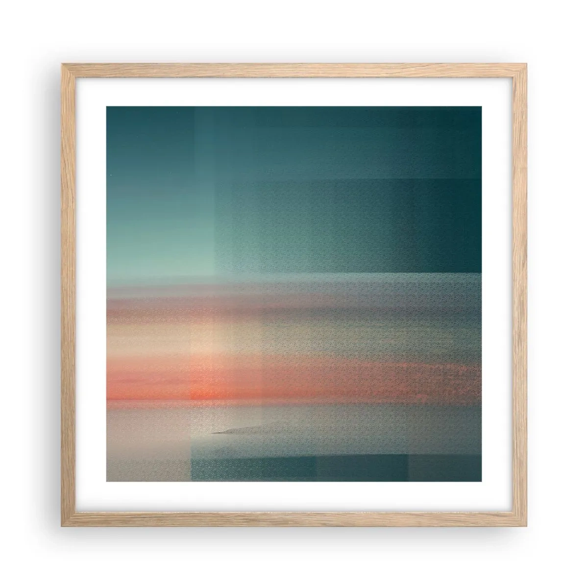 Affiche dans un chêne clair - Poster - Résumé : vagues de lumière - 50x50 cm